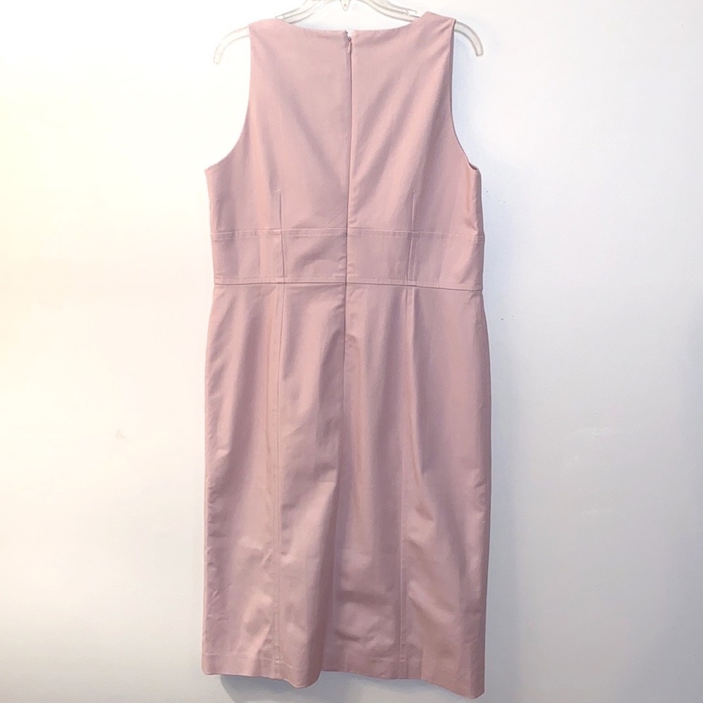 Ann Taylor Seamed Square Neck Sheath Dress in Stretch Cotton, Opal Blush, Large - Picture 6 of 7
